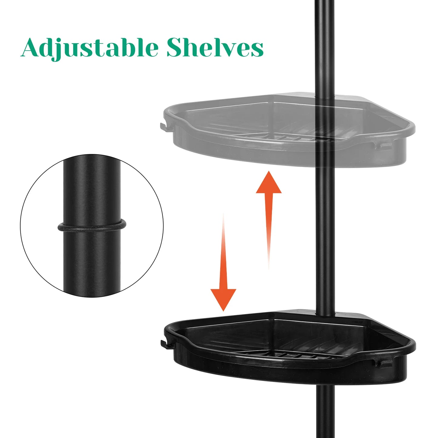 HiMISS Corner Shower Caddy With Tension Pole 4-Tier Bathroom Organizer