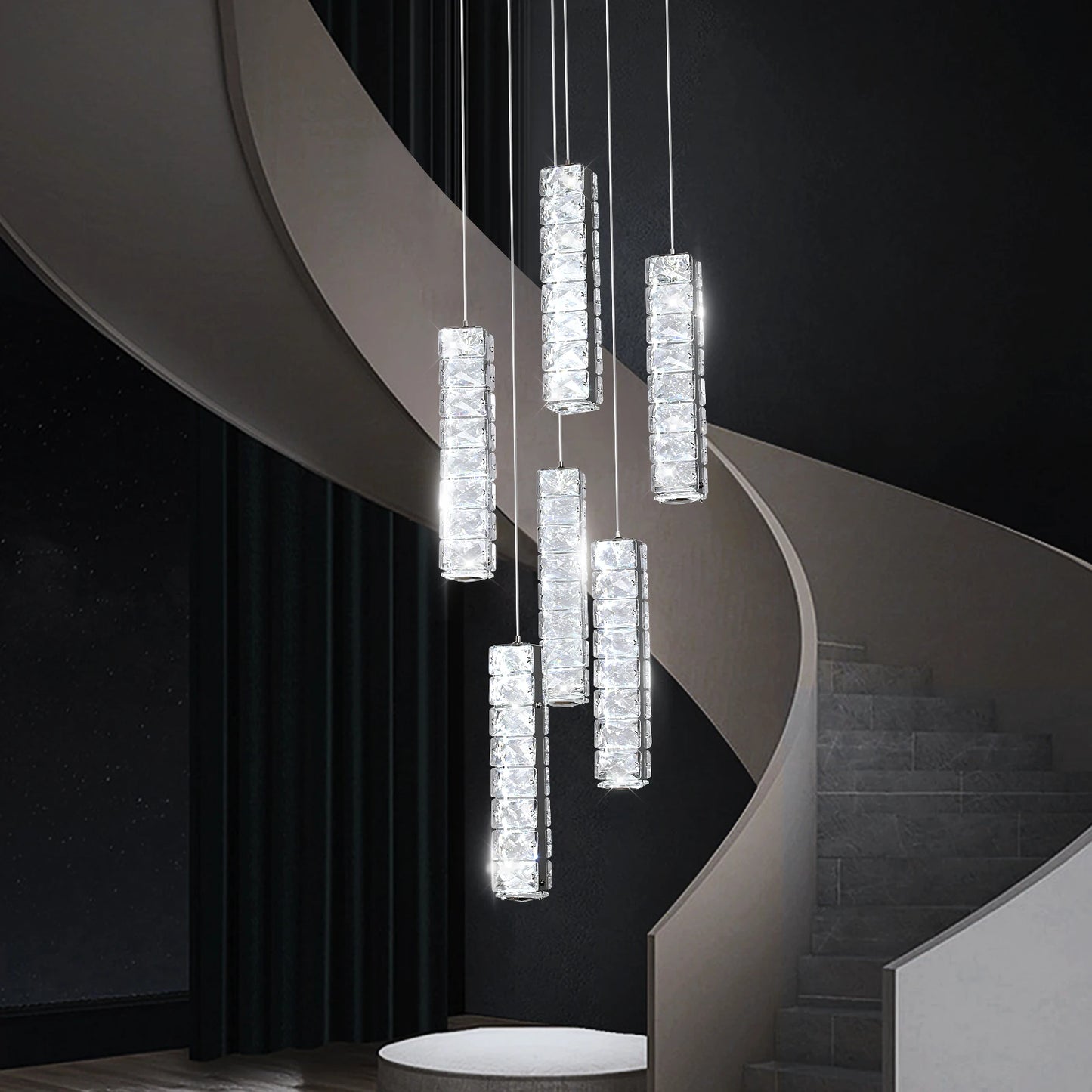 VETRULUS Modern Crystal LED Chandelier Ceiling Light Fixture
