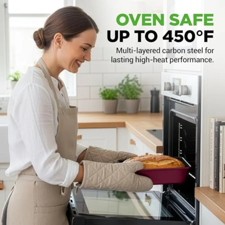 8 Piece Nonstick Bakeware Set Oven Safe PFOA Free Durable