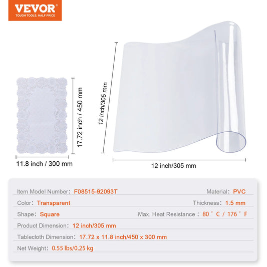 Transparent PVC Tablecloth Waterproof Oil Proof Protector For Tables