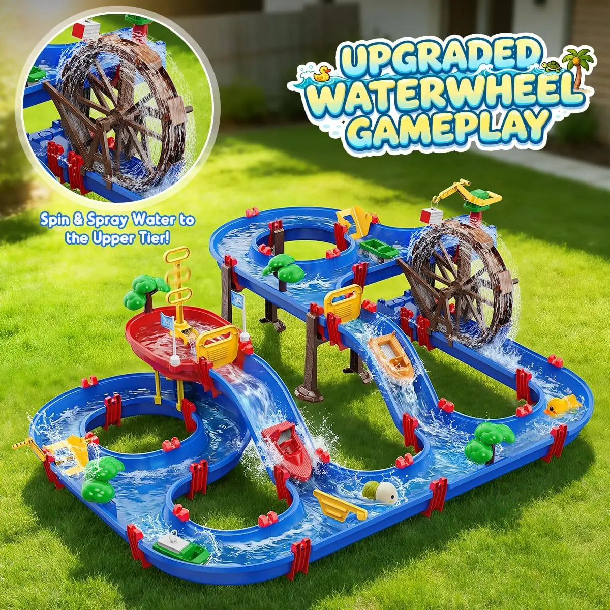 VATOS Outdoor Water Table With Water Wheel Playset For Kids
