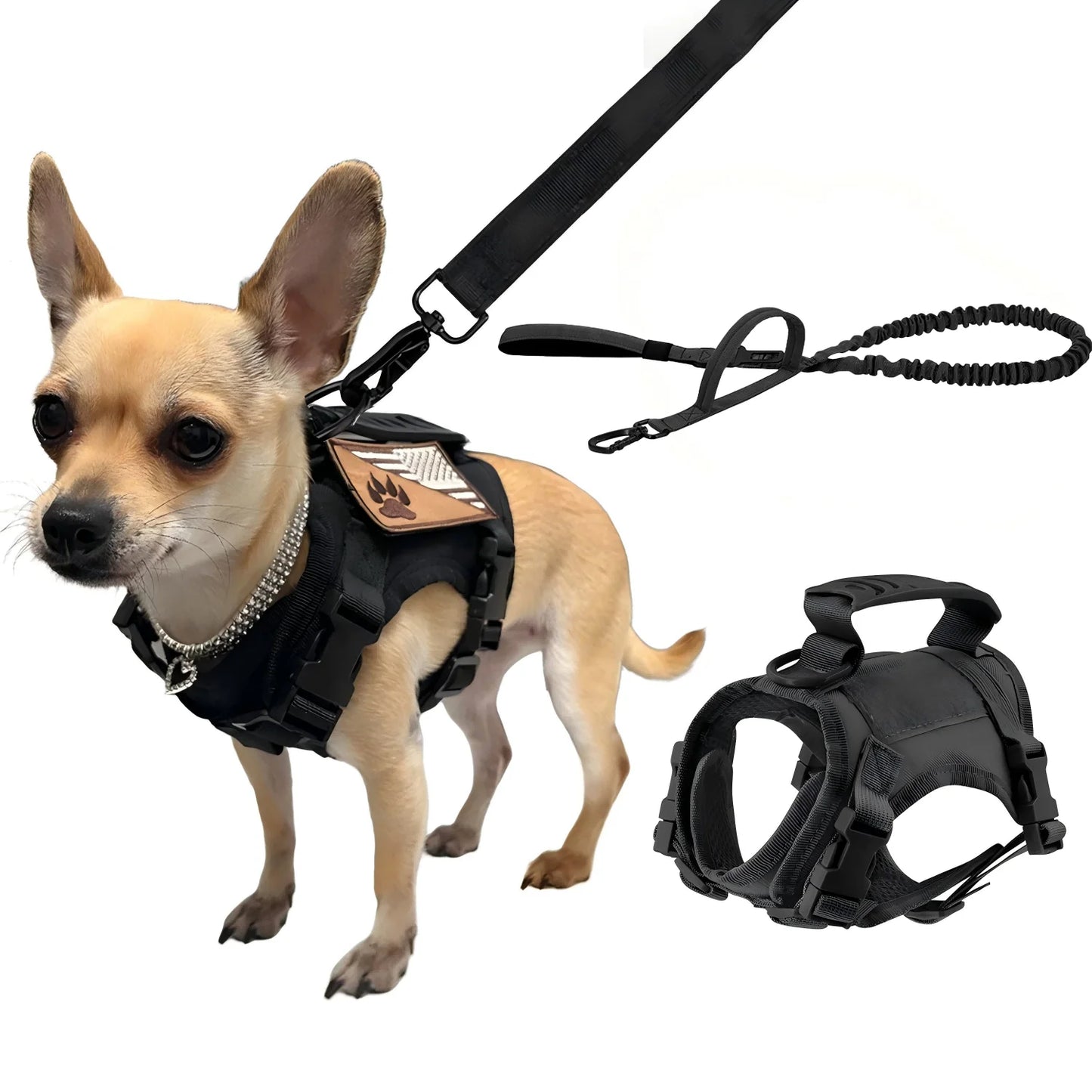 Tactical Harness And Leash Set For Pets Adjustable Comfort Vest