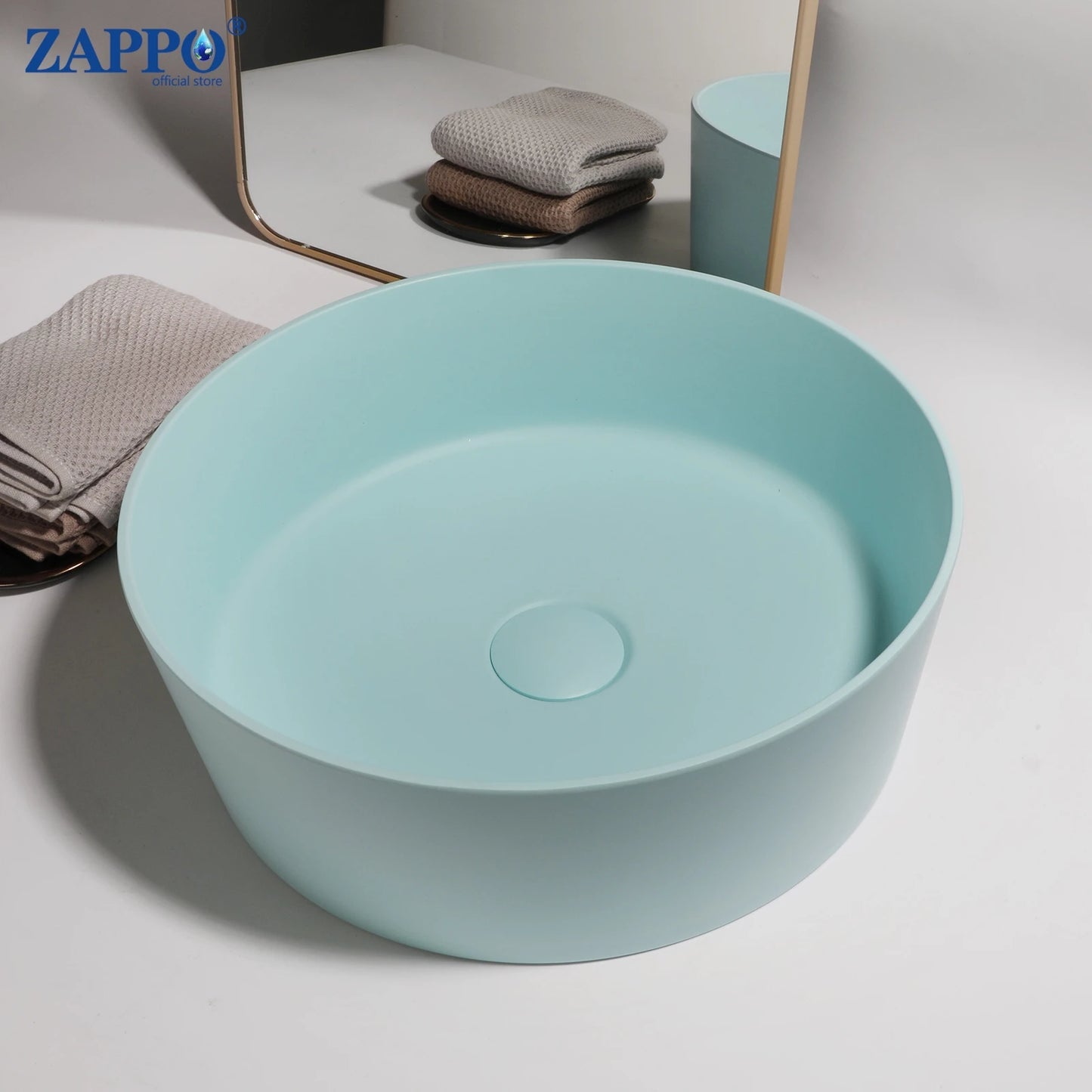 Mekkhal Stone Resin Above Counter Vessel Sink With Drain