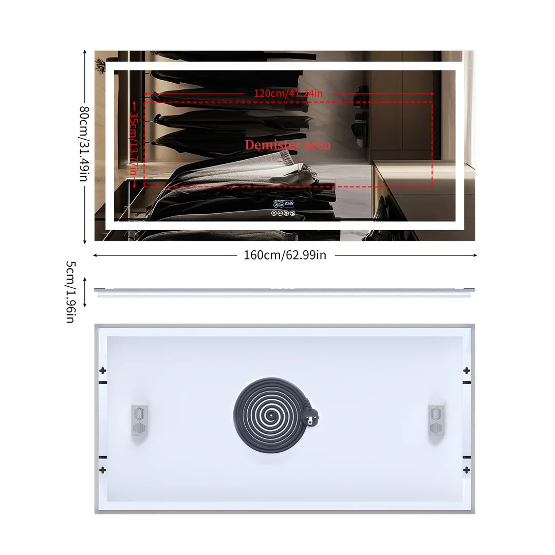 Luvodi Bluetooth Illuminated Bathroom Mirror With Digital Clock And Defog