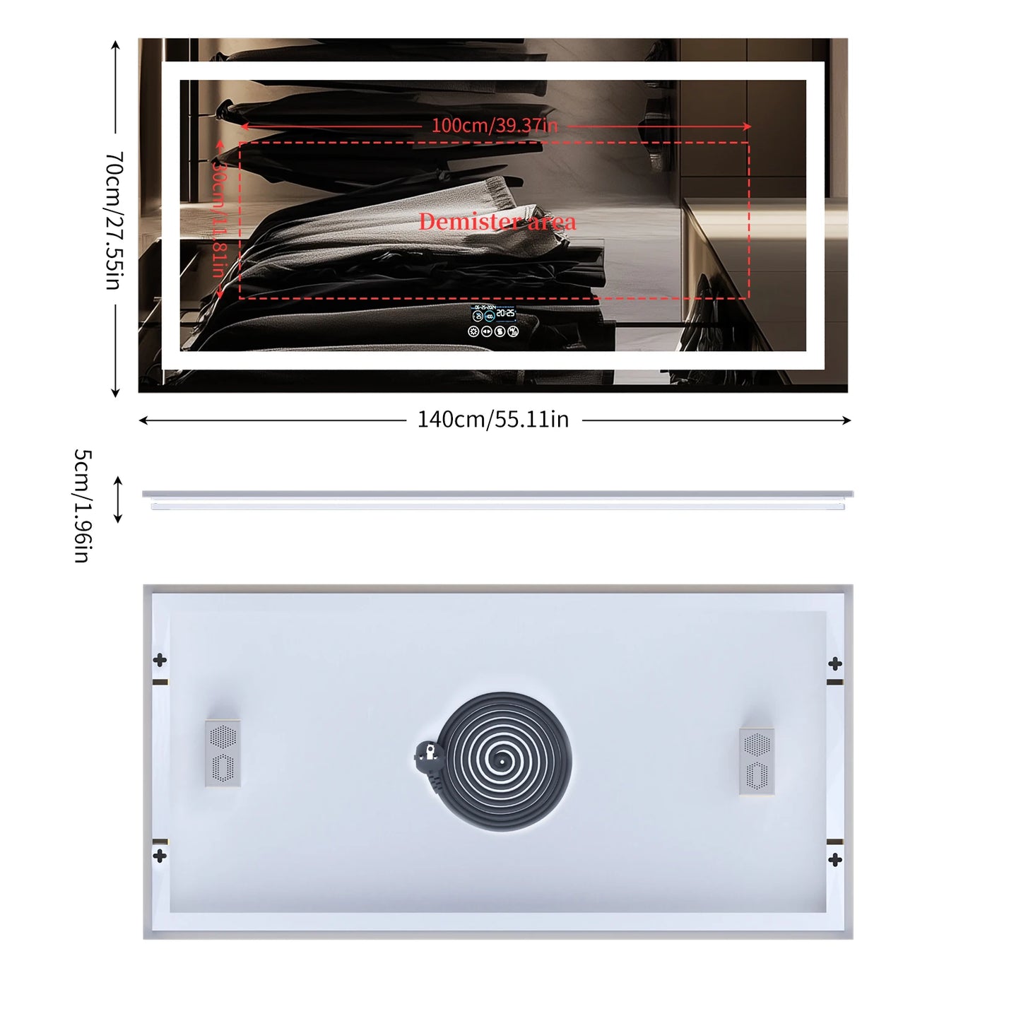 Luvodi Bluetooth Illuminated Bathroom Mirror With Digital Clock And Defog