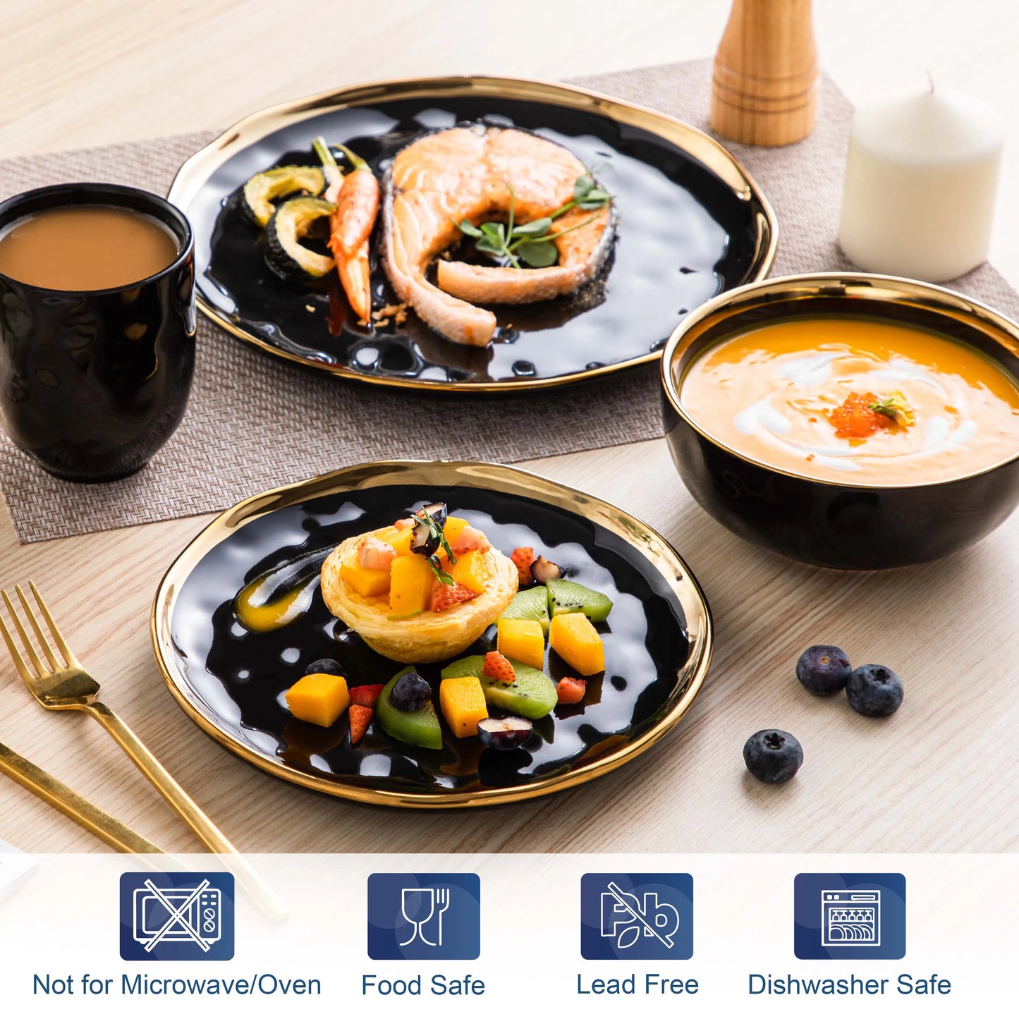 Malacasa Elegant Ceramic Dinnerware Set With Bowls And Plates