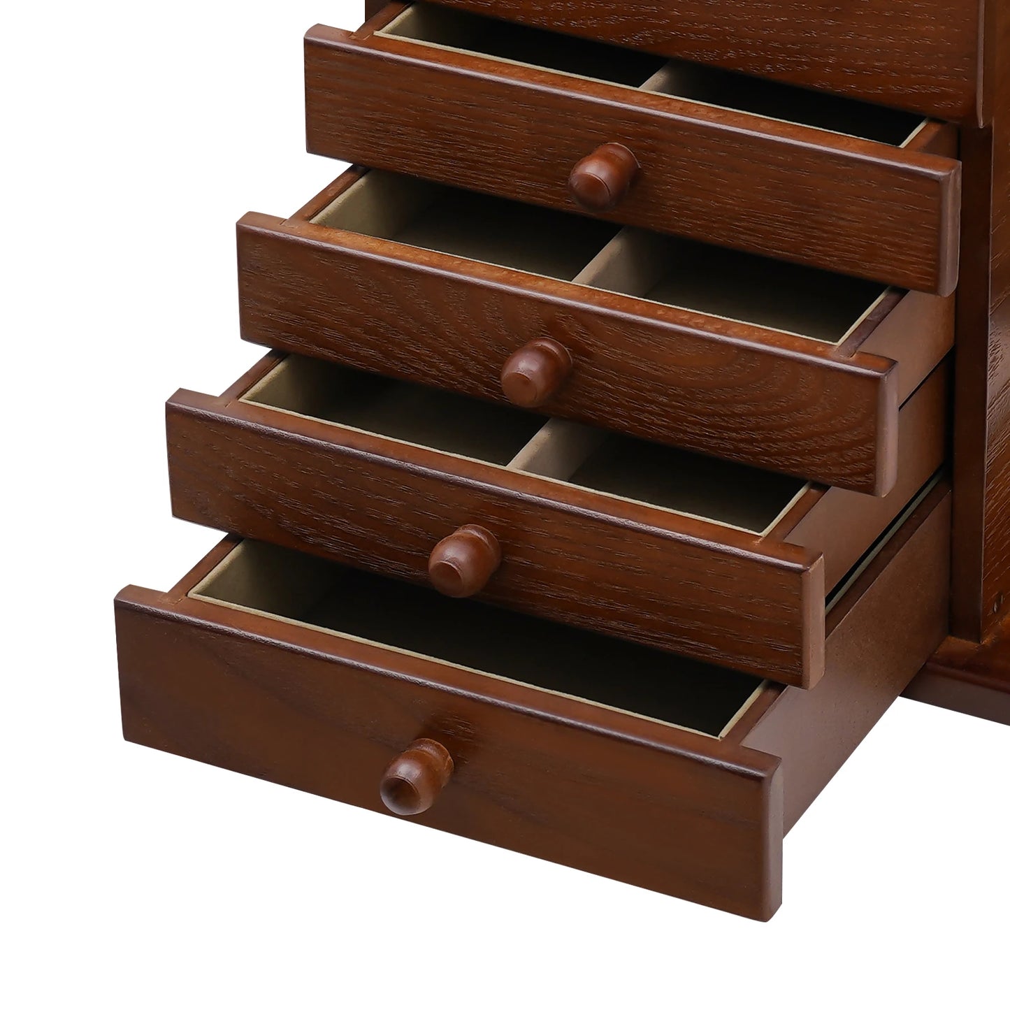 5 Layer Expandable Jewelry Box Featuring Built In Mirror Organizer