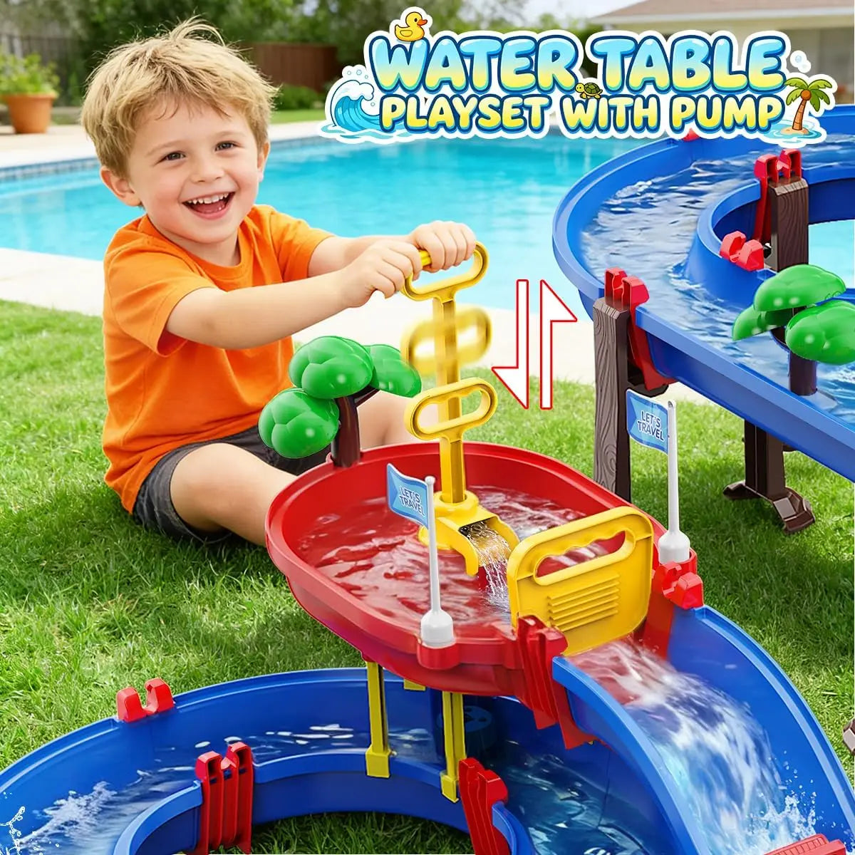 VATOS Outdoor Water Table With Water Wheel Playset For Kids