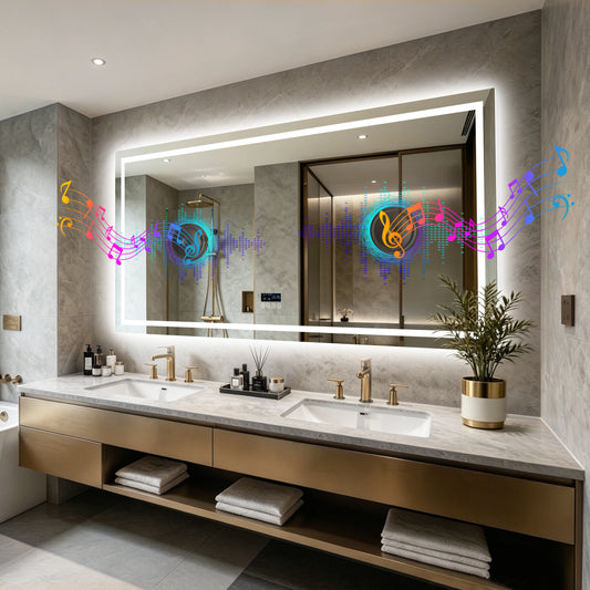 Borwart LED Bathroom Mirror With Bluetooth Speaker Anti Fog