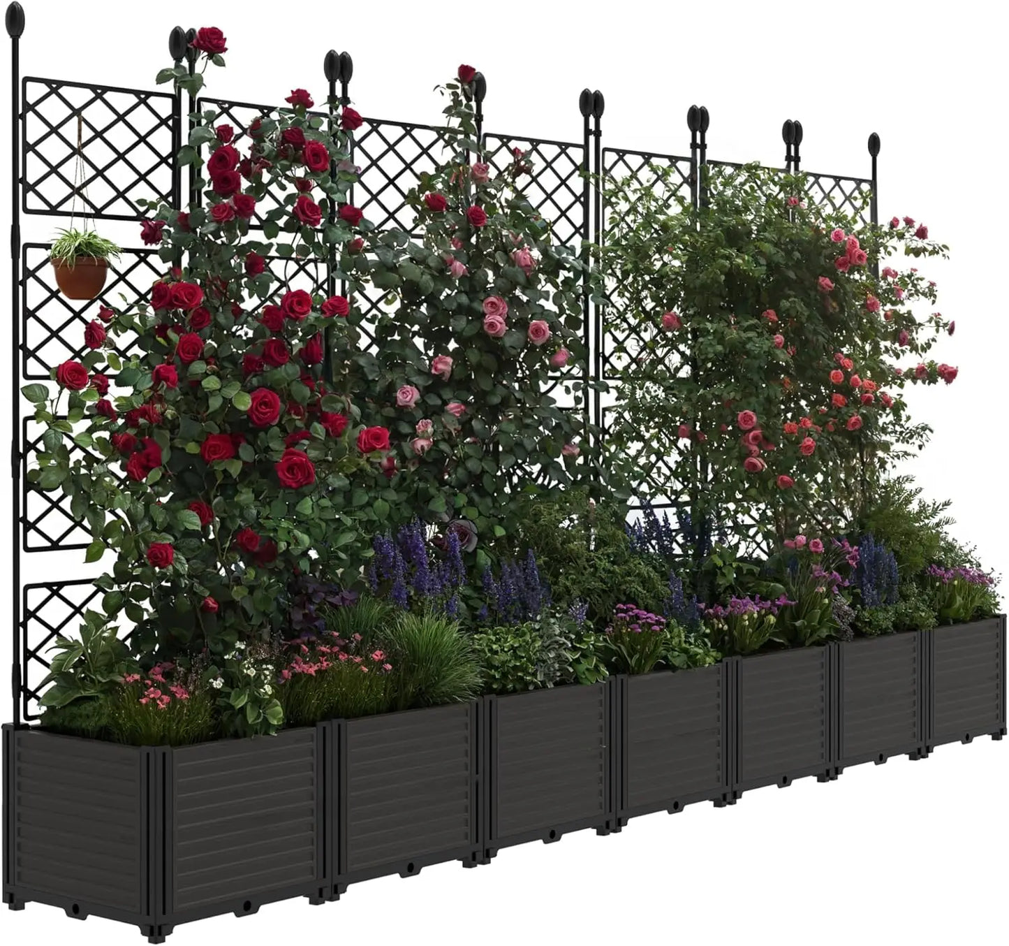 Twister.Ck Plastic Planter Box With Trellis Rack For Balcony
