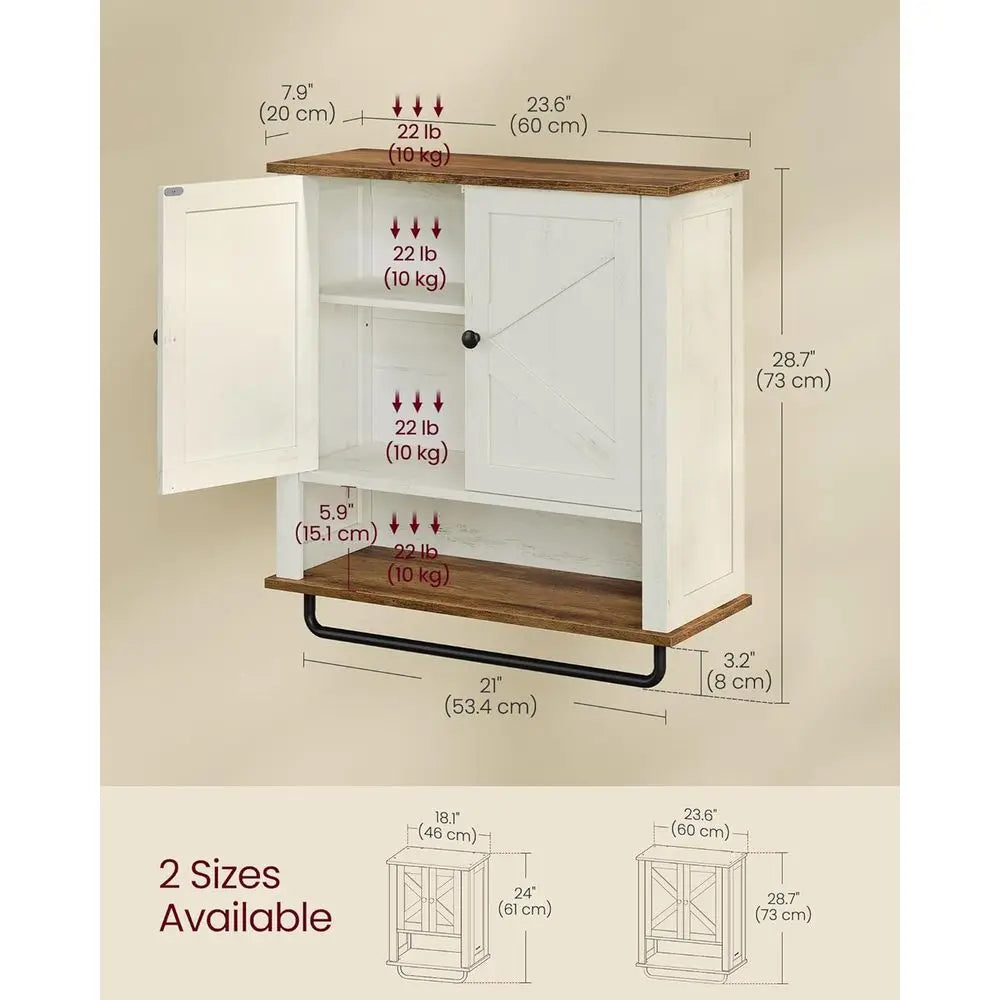 Bathroom Wall Cabinet With Barn Doors And Adjustable Shelves