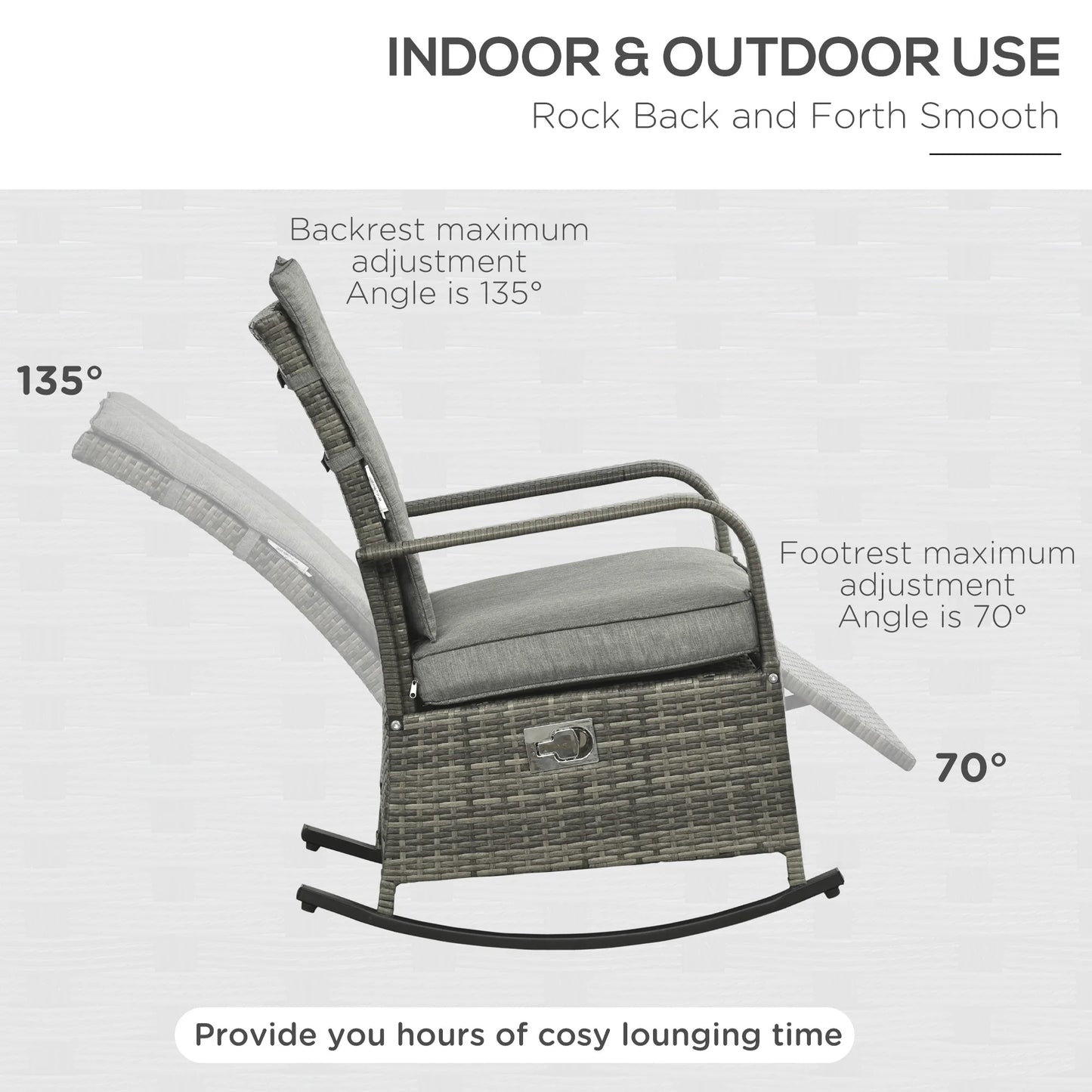 Outsunn Adjustable Wicker Sun Lounger Outdoor Recliner Chair