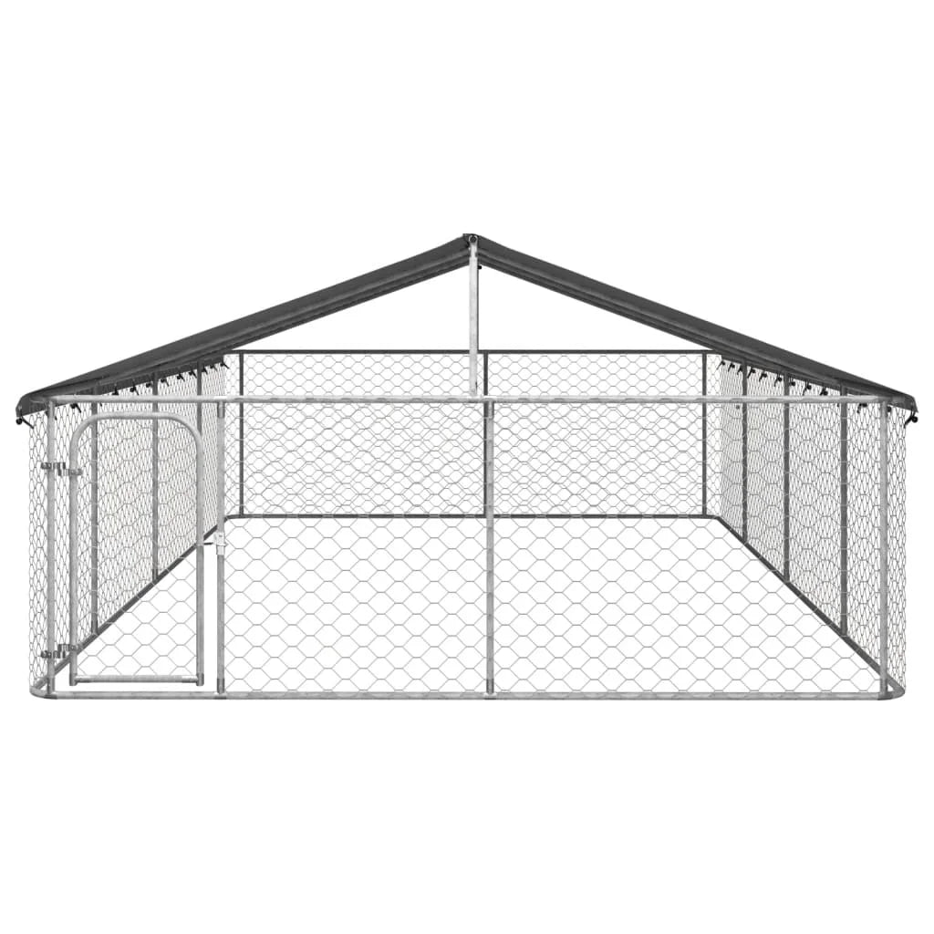 Outdoor Kennel With Roof Galvanized Steel Construction