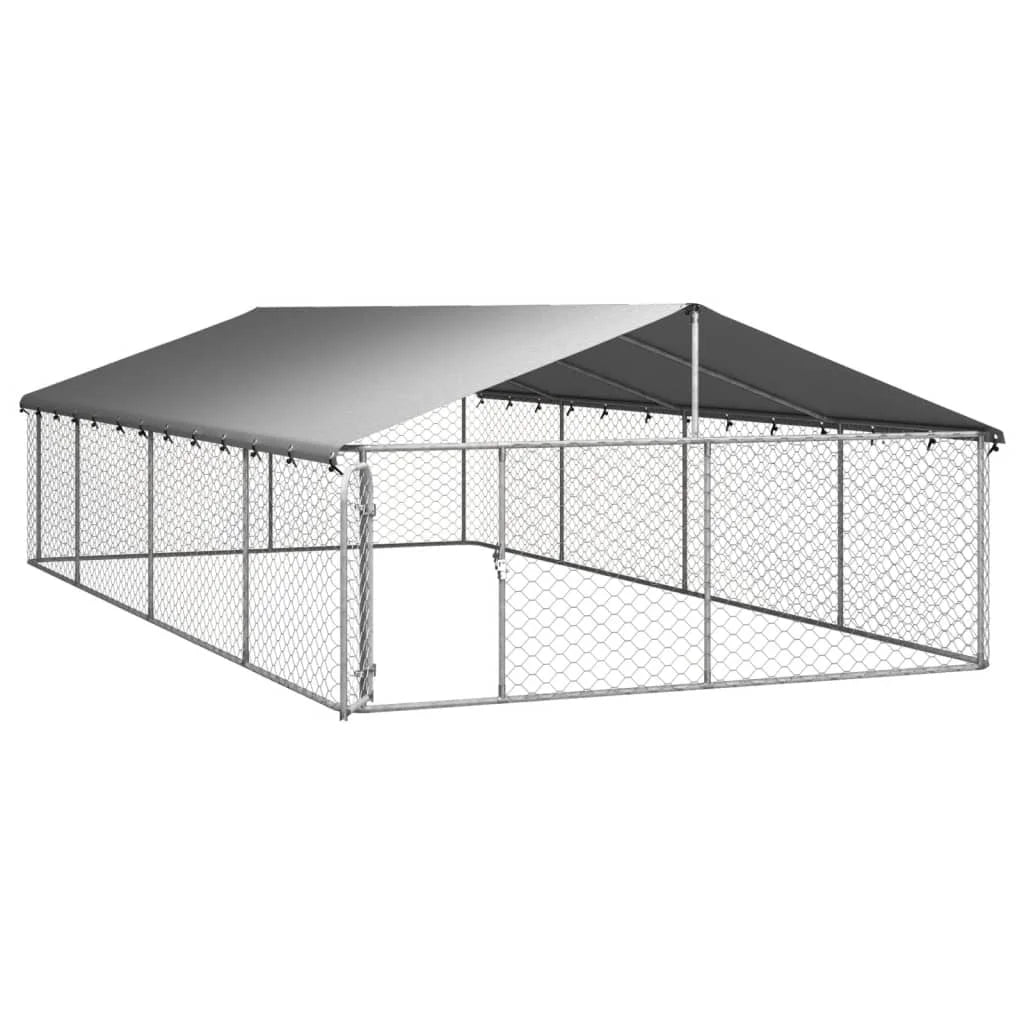 Outdoor Kennel With Roof Galvanized Steel Construction