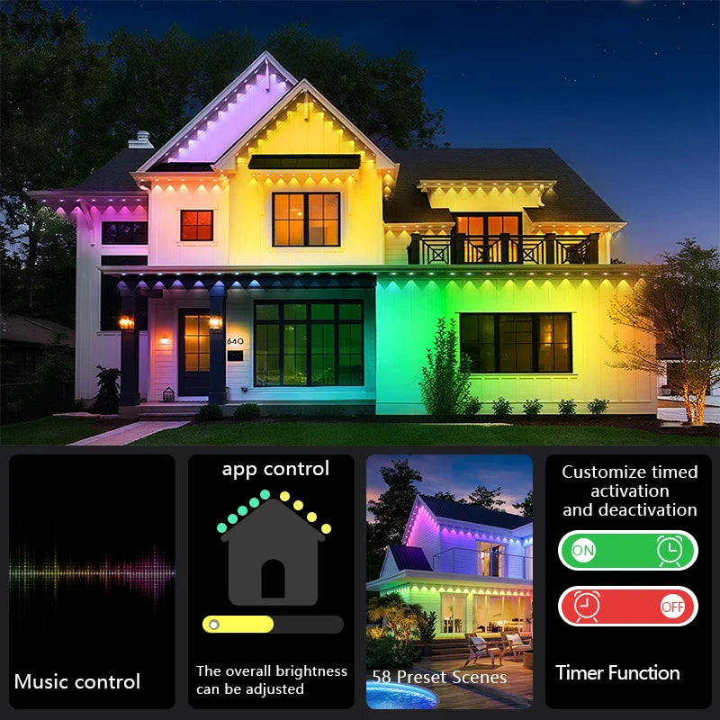 MIMIRGB RGBIC Outdoor Lights With 75 Scene Modes 90 LEDs