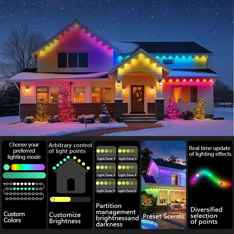 MIMIRGB RGBIC Outdoor Lights With 75 Scene Modes 90 LEDs