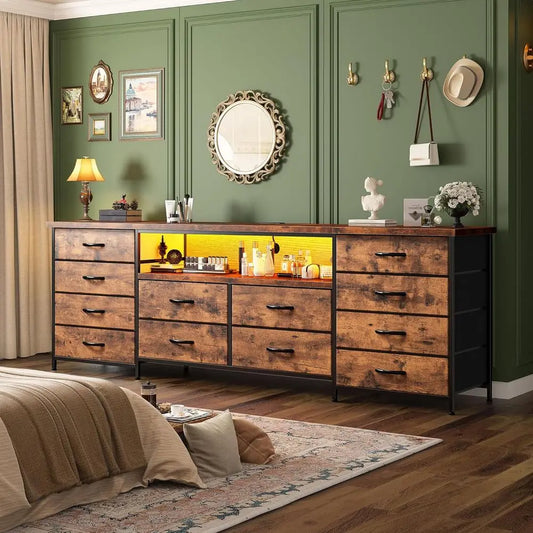 LISM TV Stand With LED Lighting, Storage, Power Outlets