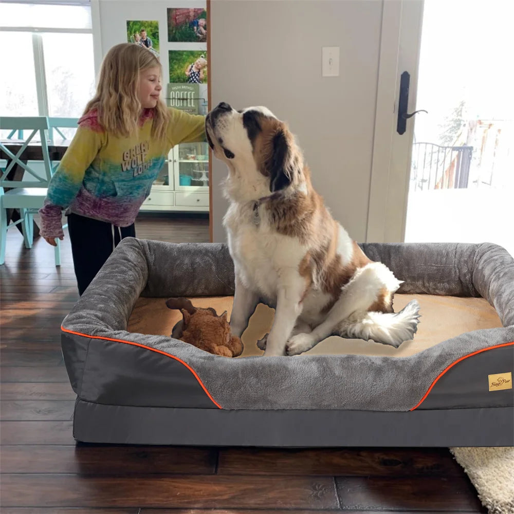 BORWART CN Orthopedic Memory Foam Dog Bed Waterproof Removable Cover