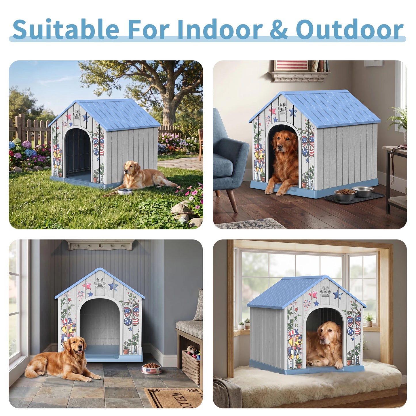 Weatherproof Plastic Outdoor Dog House With Spacious Interior