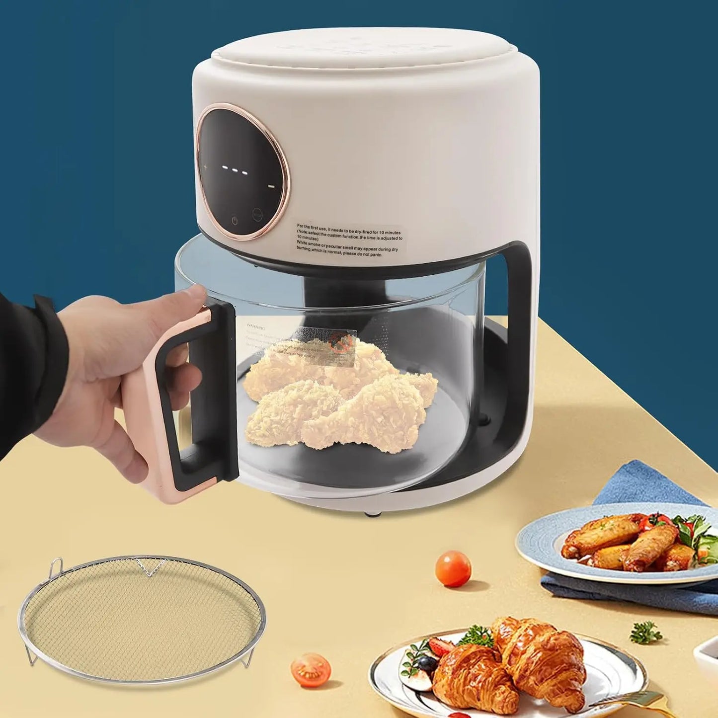 Portable Glass Compact Air Fryer With Digital Display 8 Presets