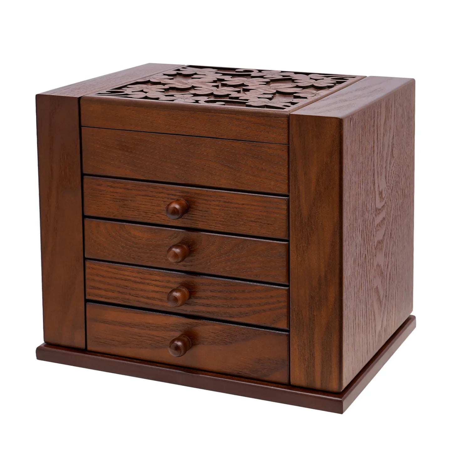 5 Layer Expandable Jewelry Box Featuring Built In Mirror Organizer