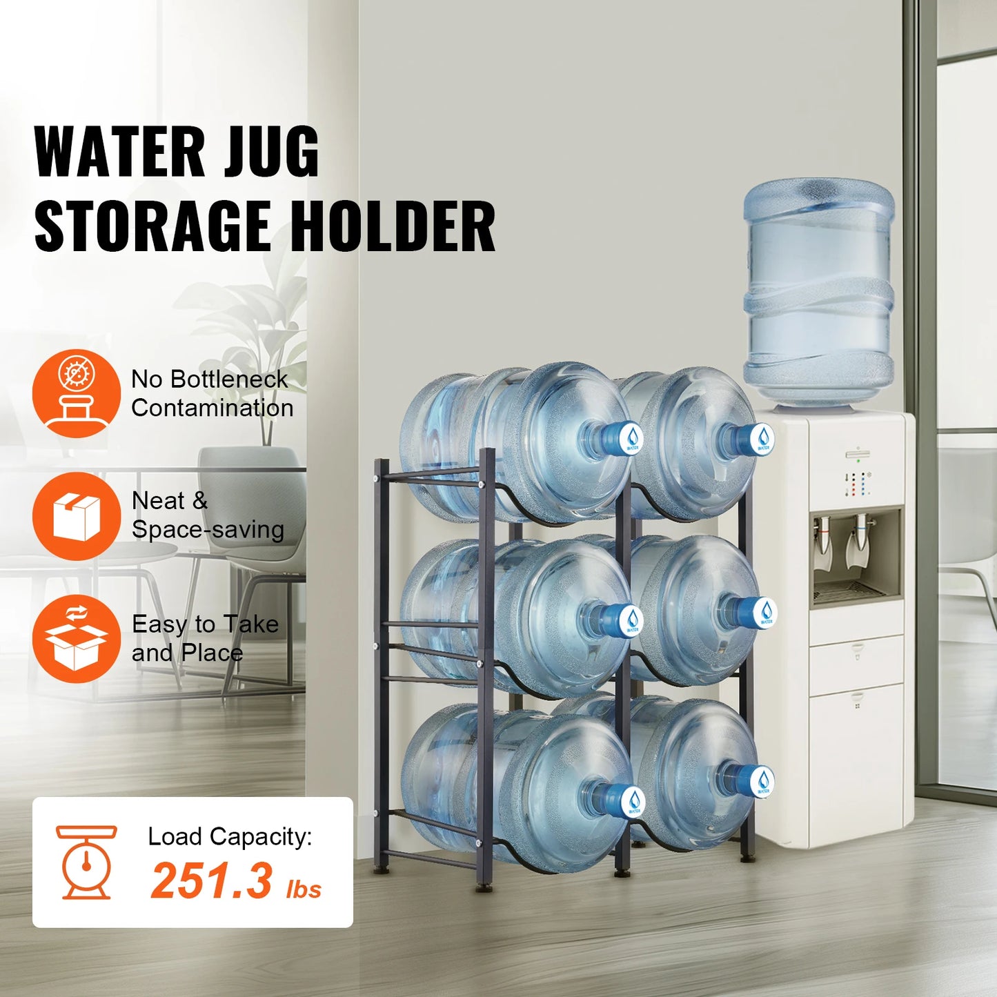 SucceBuy 3 4 5 Tiers Water Jug Holder Iron Rack For Kitchen Office Living Room