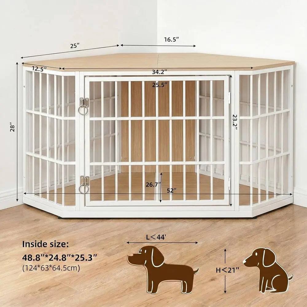 Indoor Wooden Dog Crate Furniture With Secure Kennel Design