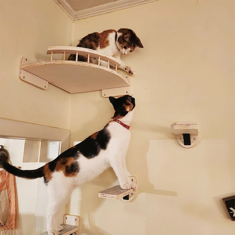PETRAVEL Cat Wall Mounted Climbing Shelf Four Step Stairway
