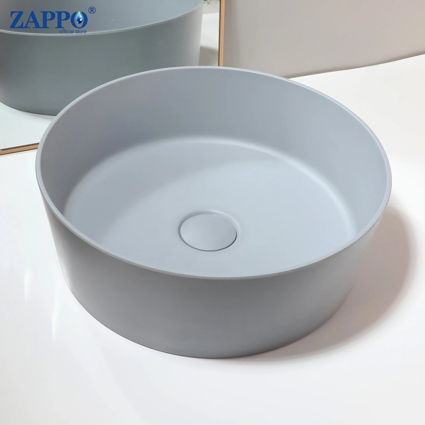 Mekkhal Stone Resin Above Counter Vessel Sink With Drain