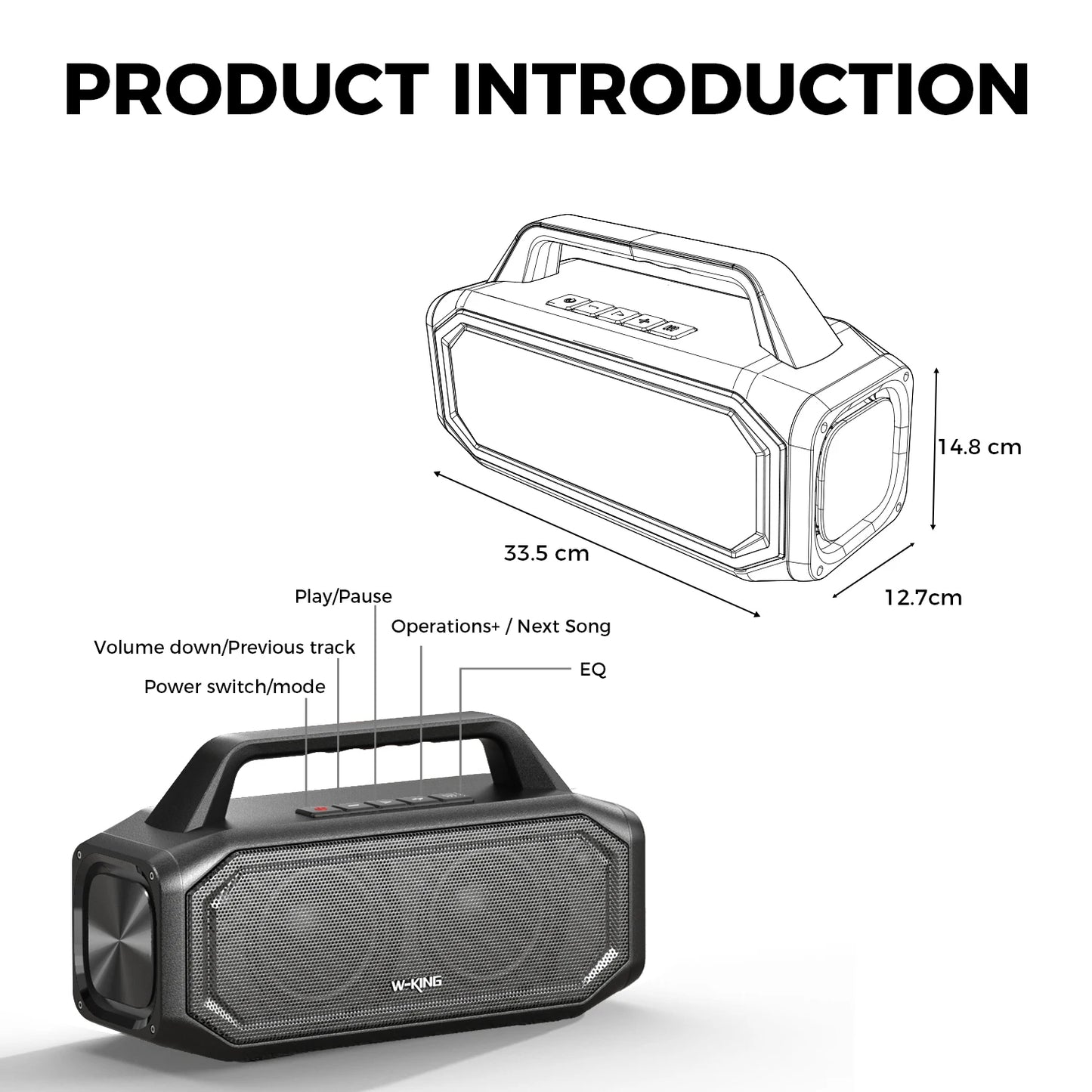 W-KING BT261-2 80W Bluetooth Wireless Portable Outdoor Speaker