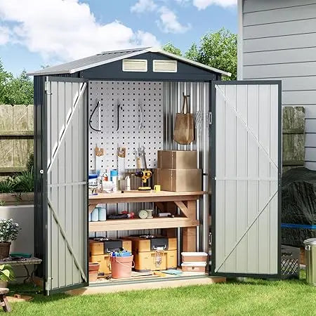 Vertical Outdoor Steel Storage Shed with Lockable Doors