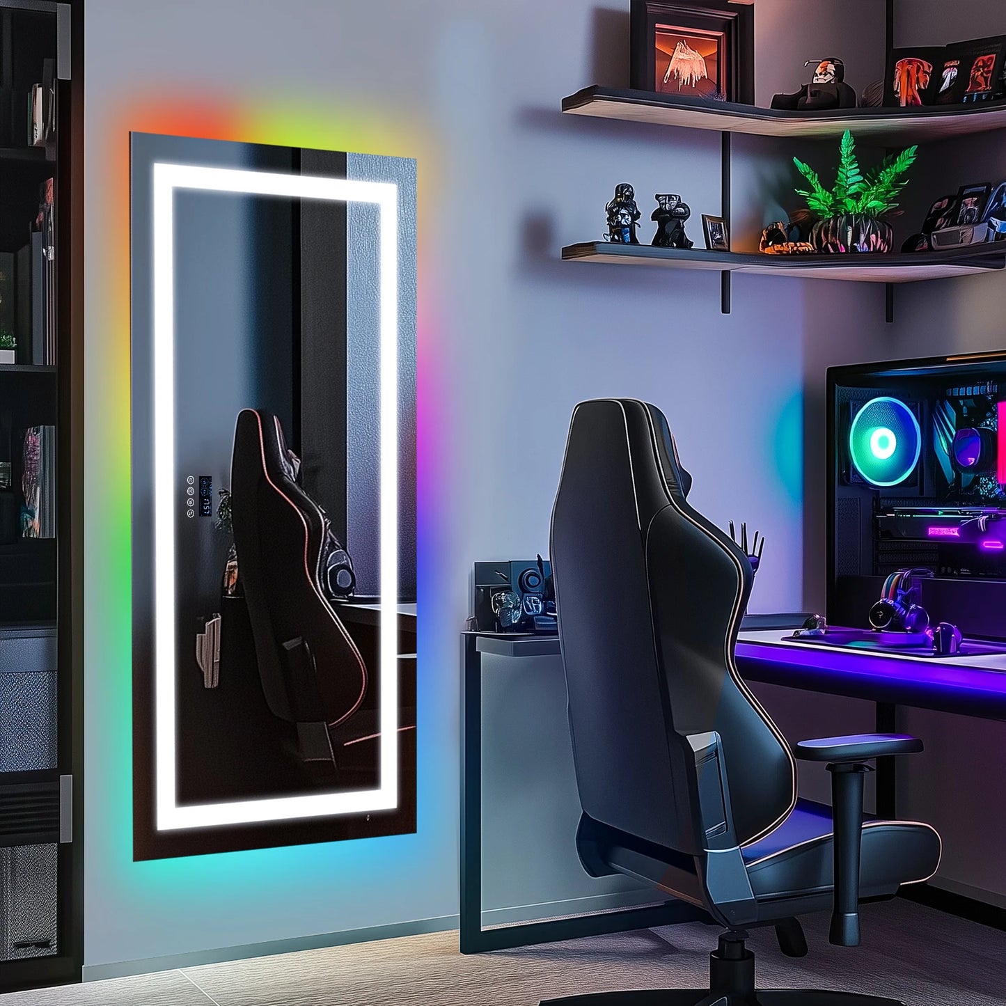 Rectangular LED Bathroom Mirror With Front Lit RGB Backlight Antifog