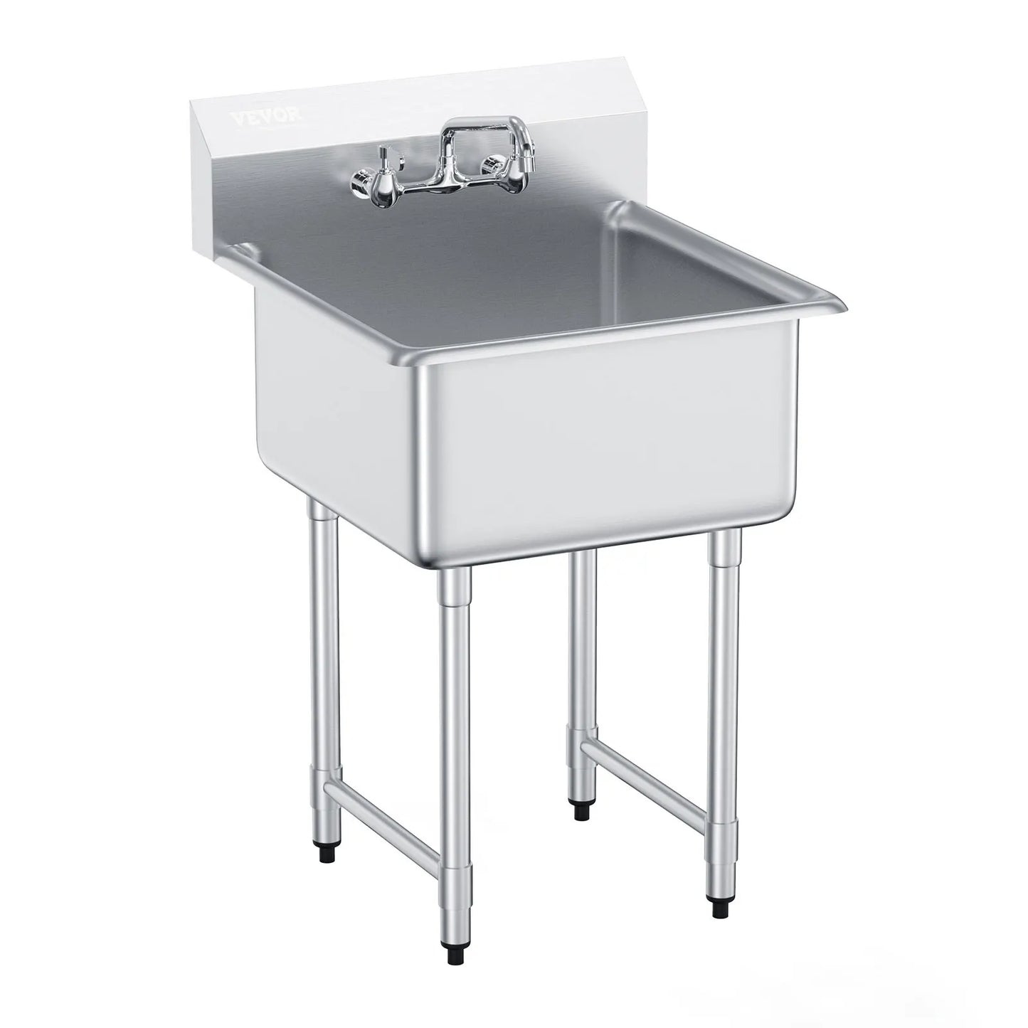 Stainless Steel Kitchen Prep And Utility Sink With Single Bowl Faucet
