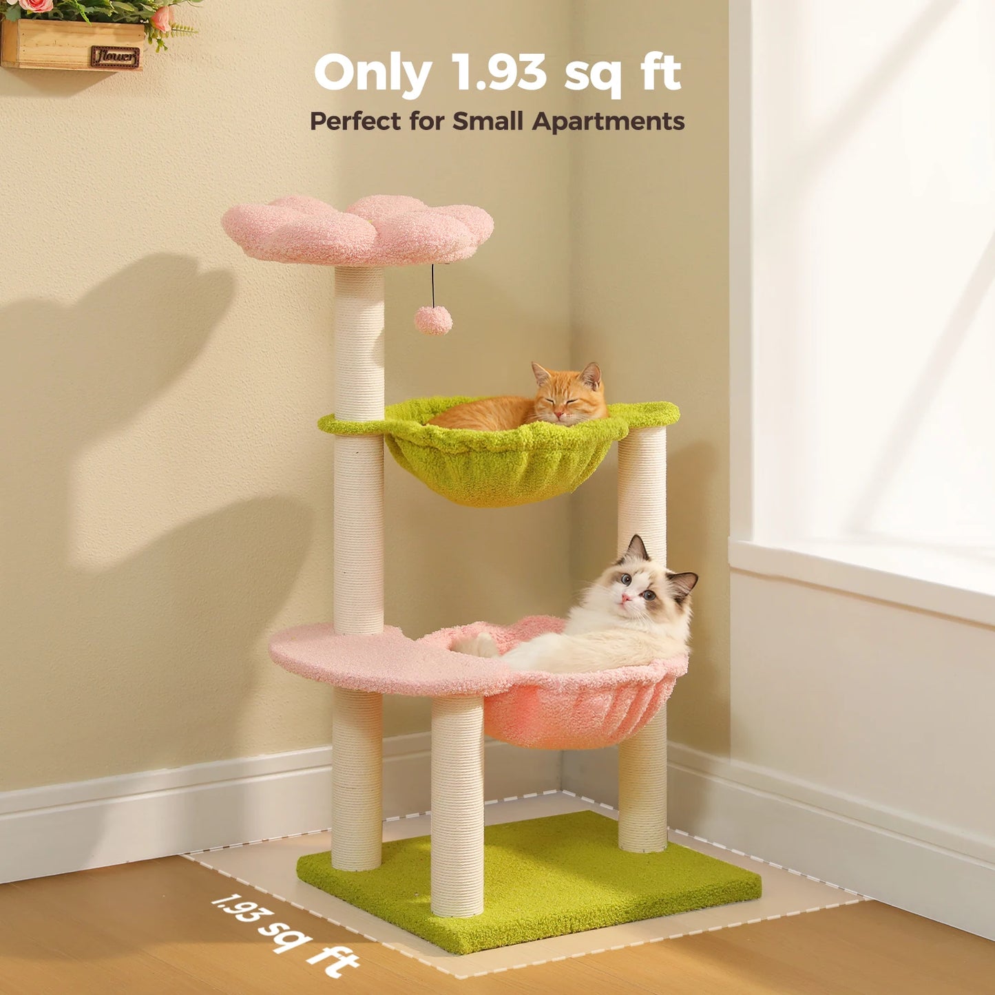 PAWZ Road Flower Cat Tree With Cozy Hammocks And Scratching Posts