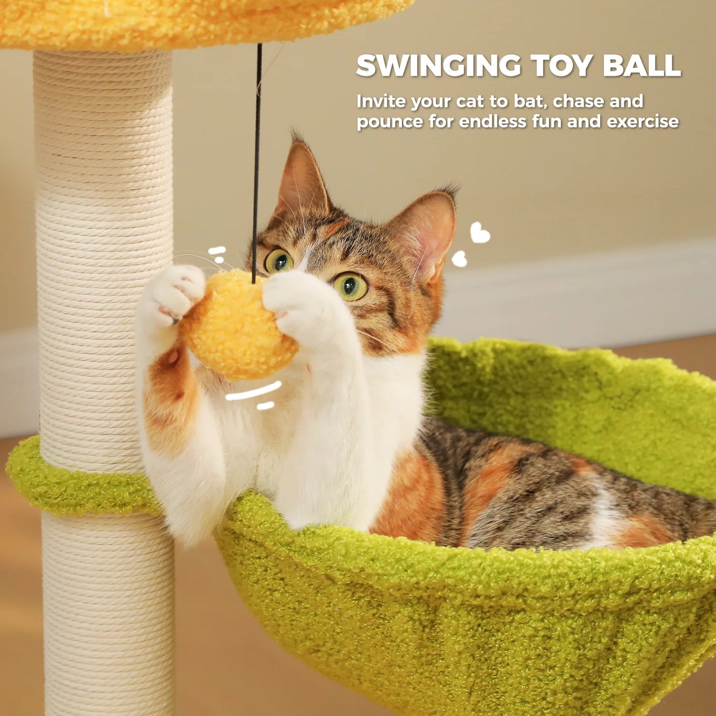PAWZ Road Flower Cat Tree With Cozy Hammocks And Scratching Posts