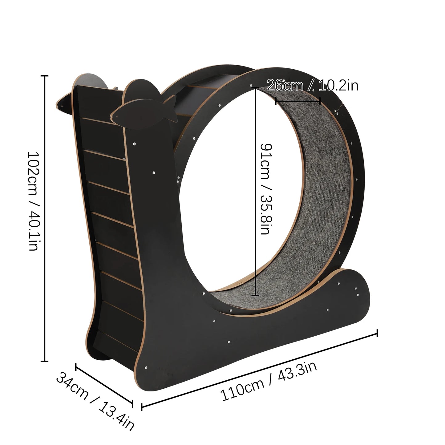 Cat Exercise Wheel Treadmill With Carpeted Runway