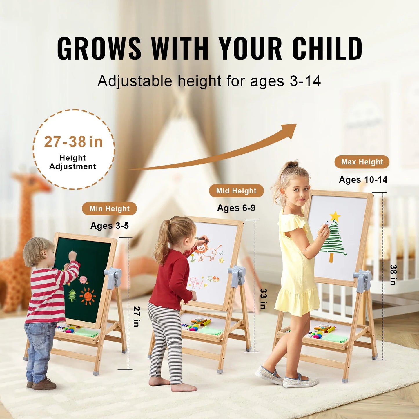 SucceBuy Magnetic WordPad Drawing Board Easel For Kids