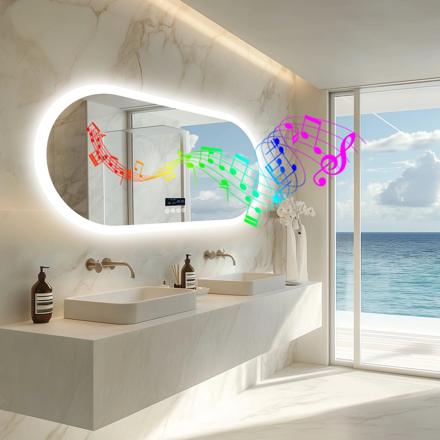 Wisfor Anti Fog Bluetooth Oval LED Bathroom Mirror