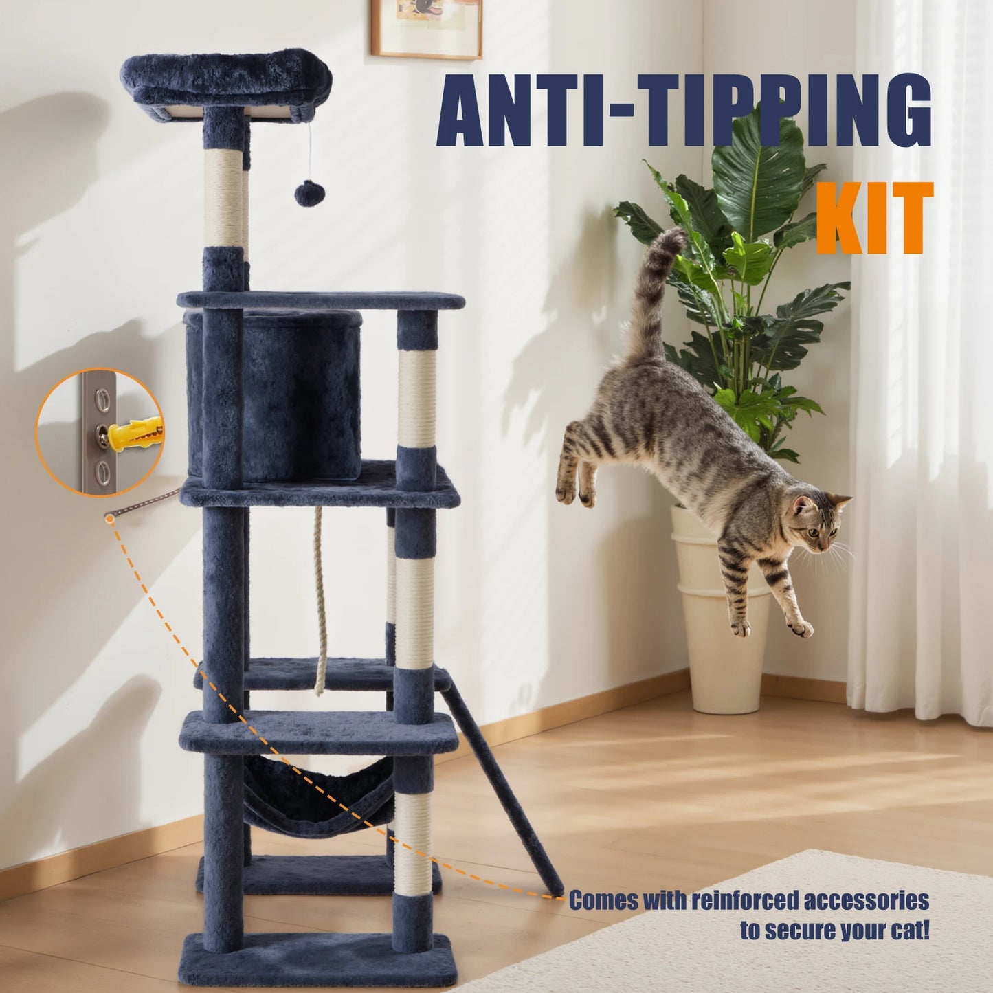 JHK Multi Level Cat Tree With Sisal Scratching Posts
