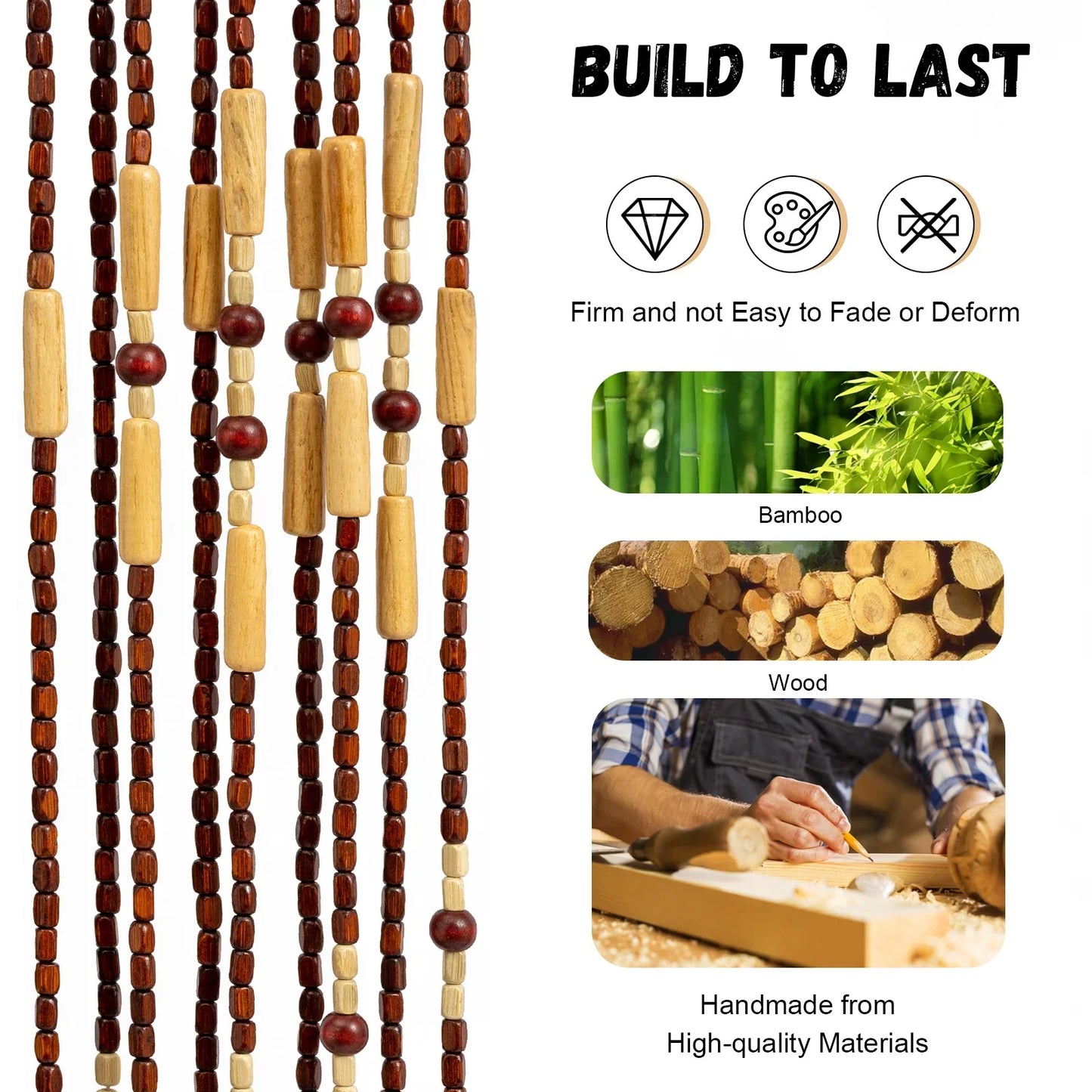 Wooden Bead Curtain For Luck And Prosperity Living Room Decor