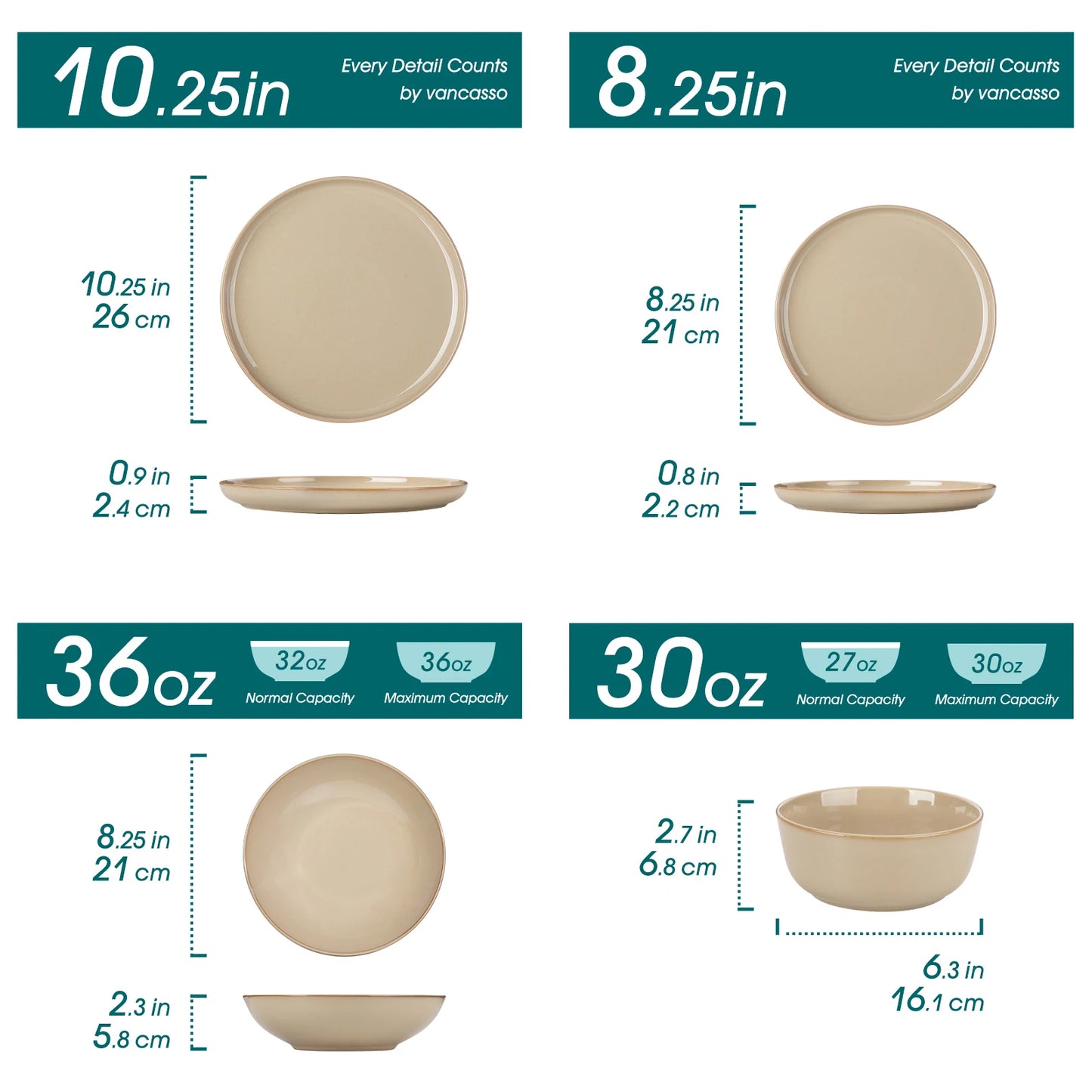 Malacasa Reactive Glaze Ceramic Stoneware Dinnerware Set