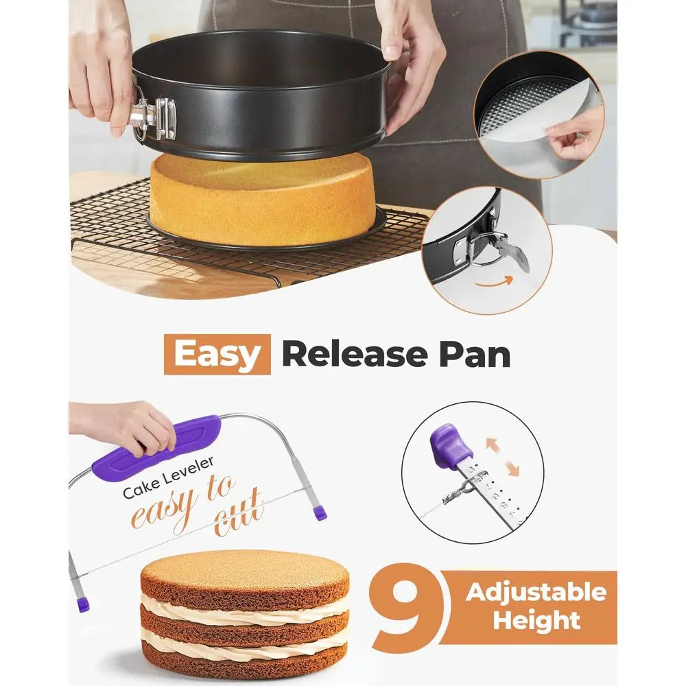 Essential Cake Decorating Kit With Piping Tips Turntable Springform Pans