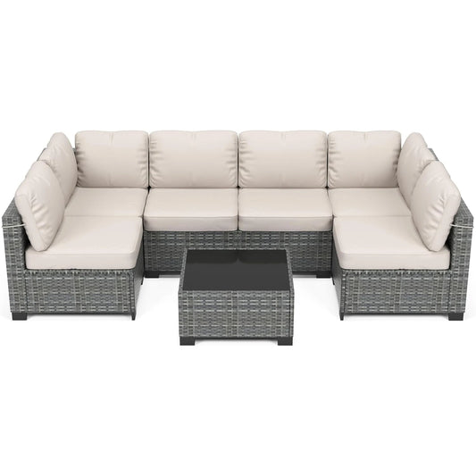 HobbyLane Modular Outdoor PE Rattan Wicker Sectional Sofa Set