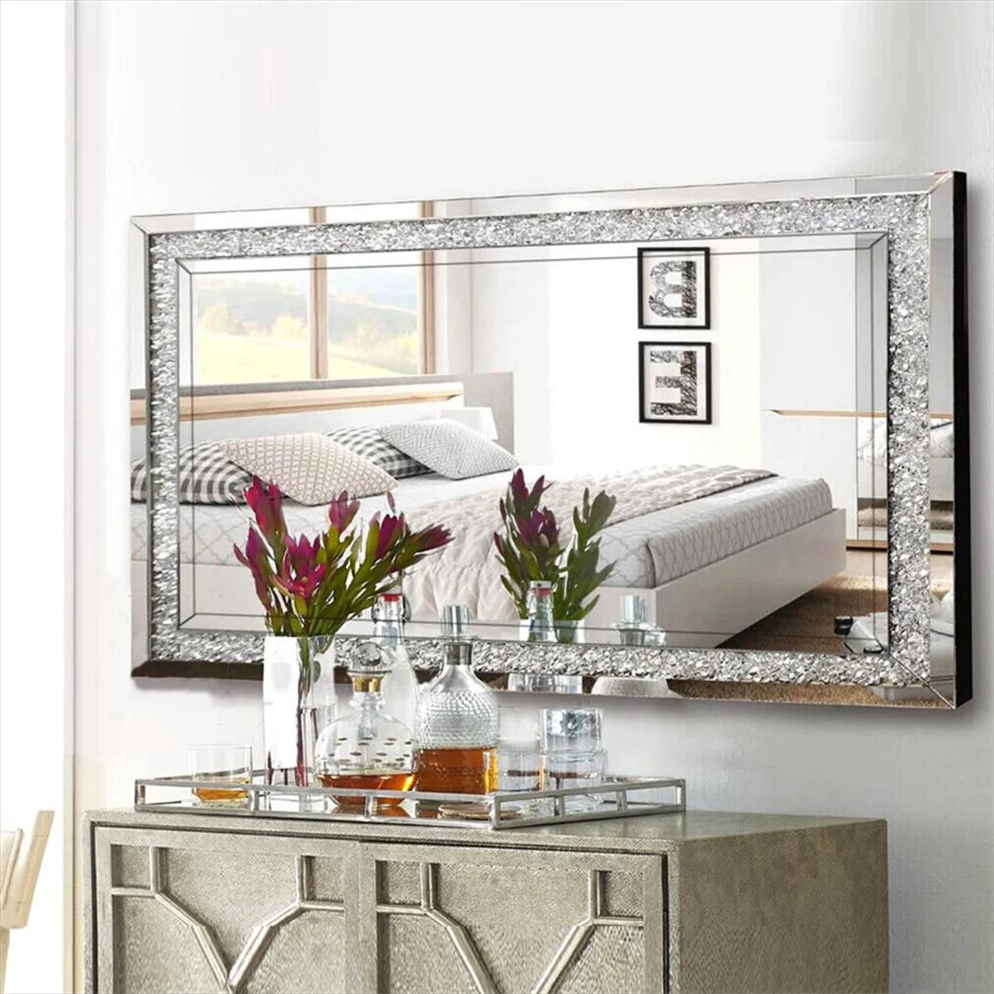 Stylish Framed Glass Wall Mirror For Living Room Decor