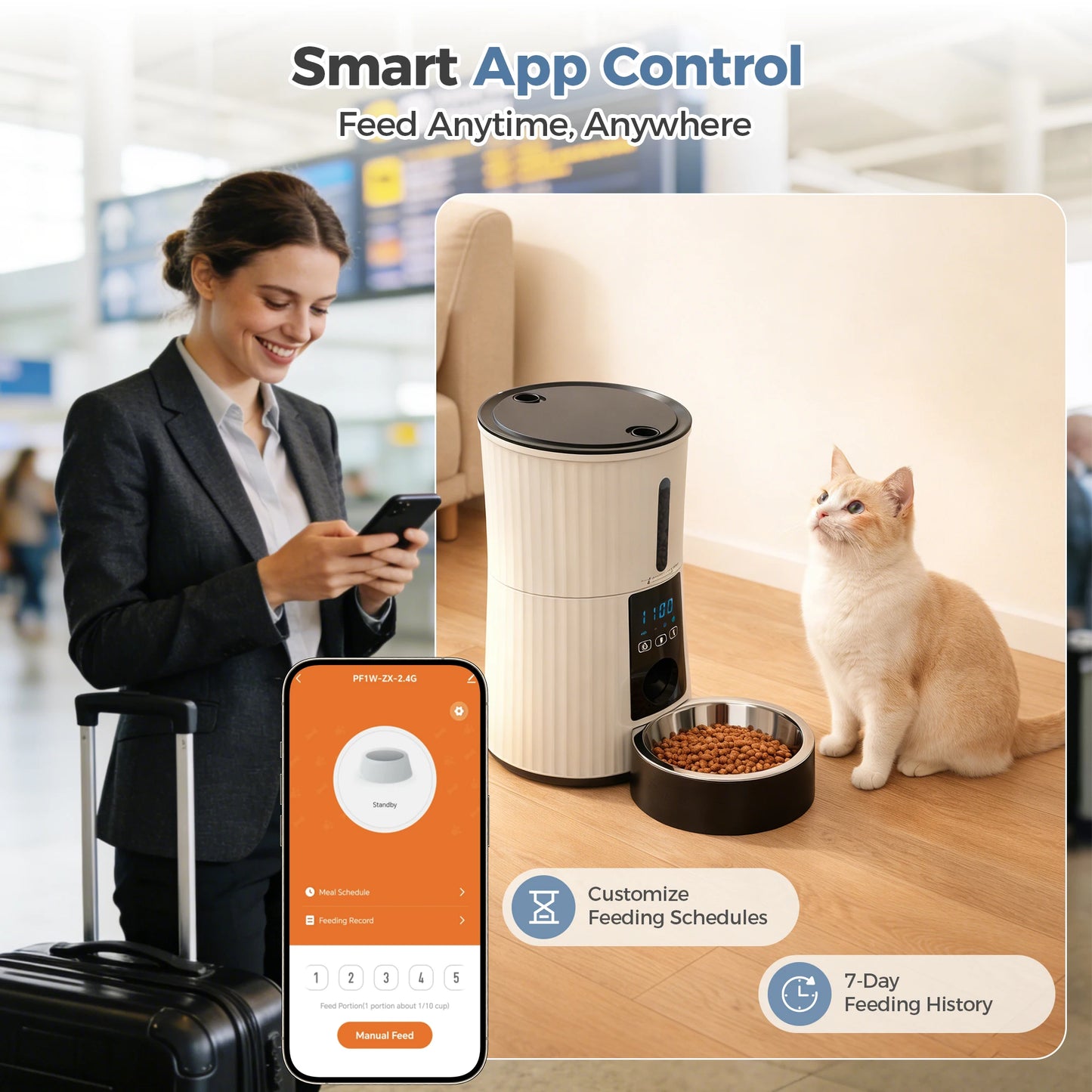 JHK WiFi Automatic Cat Feeder Timed Dispenser With App Control