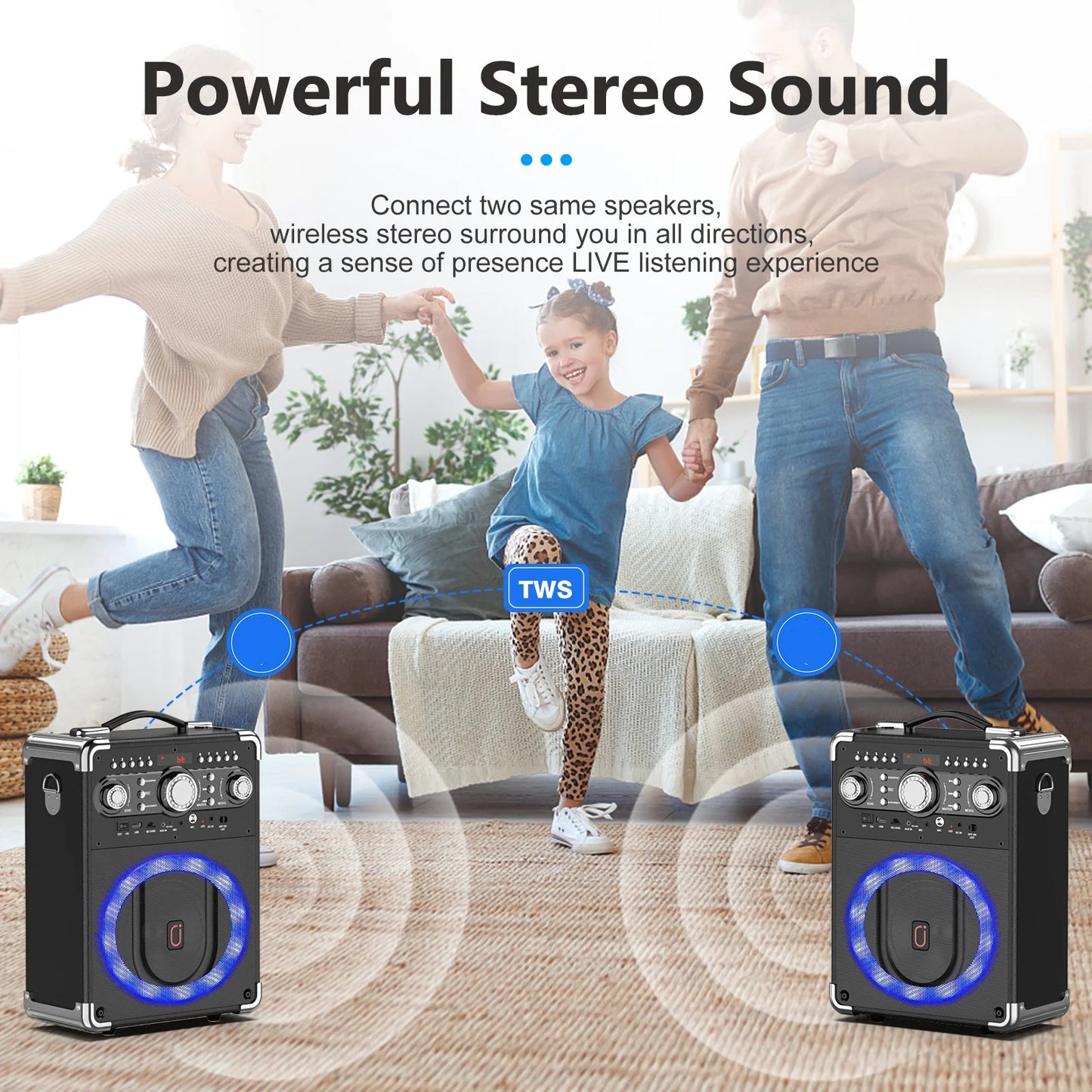 FanFun Portable Bluetooth Karaoke Speaker With Three Microphones