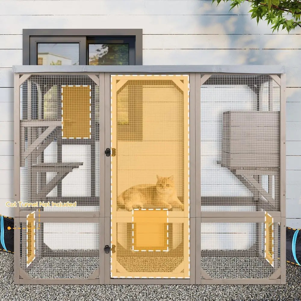 Weather Resistant Outdoor Cat Catio With Multiple Secure Platforms