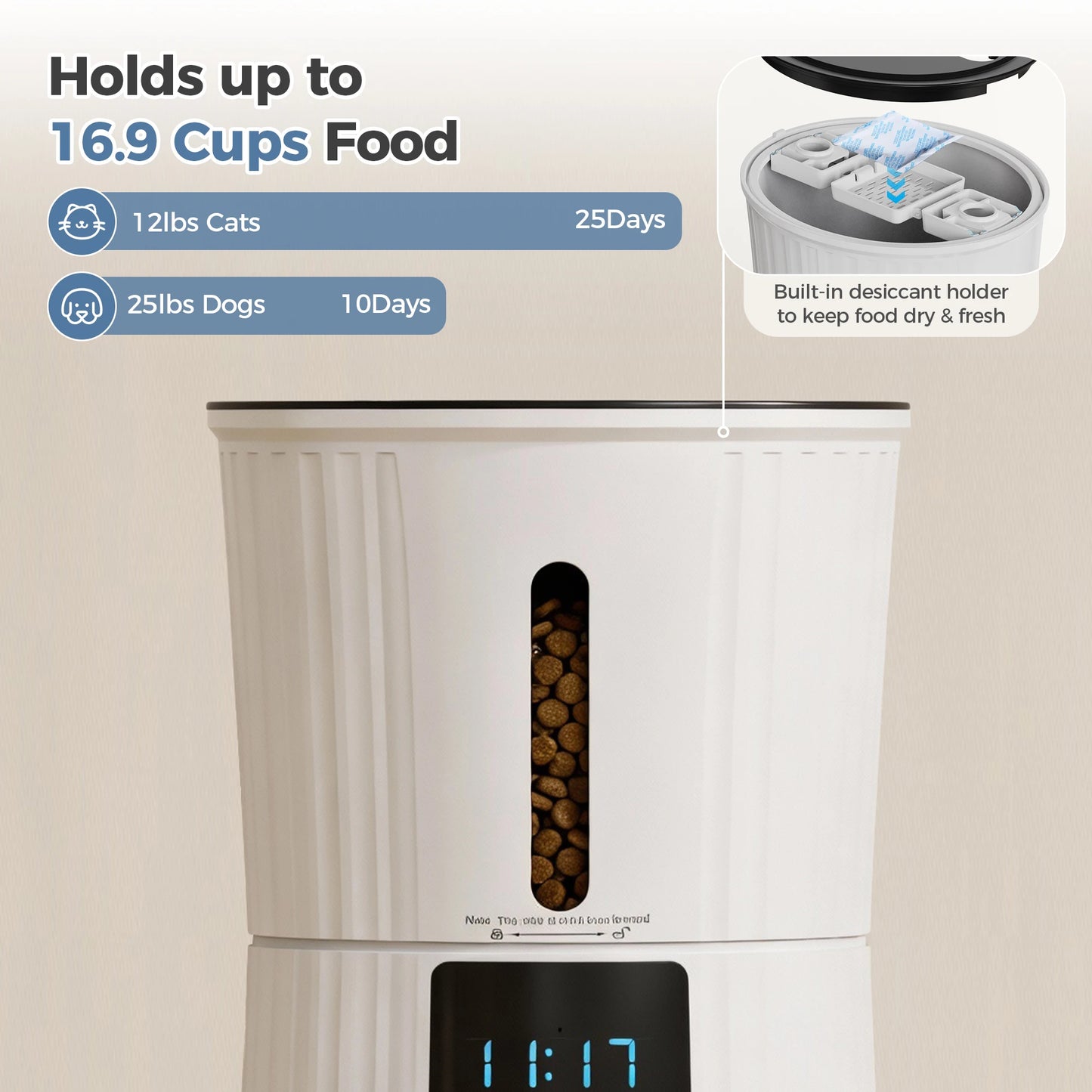 JHK WiFi Automatic Cat Feeder Timed Dispenser With App Control