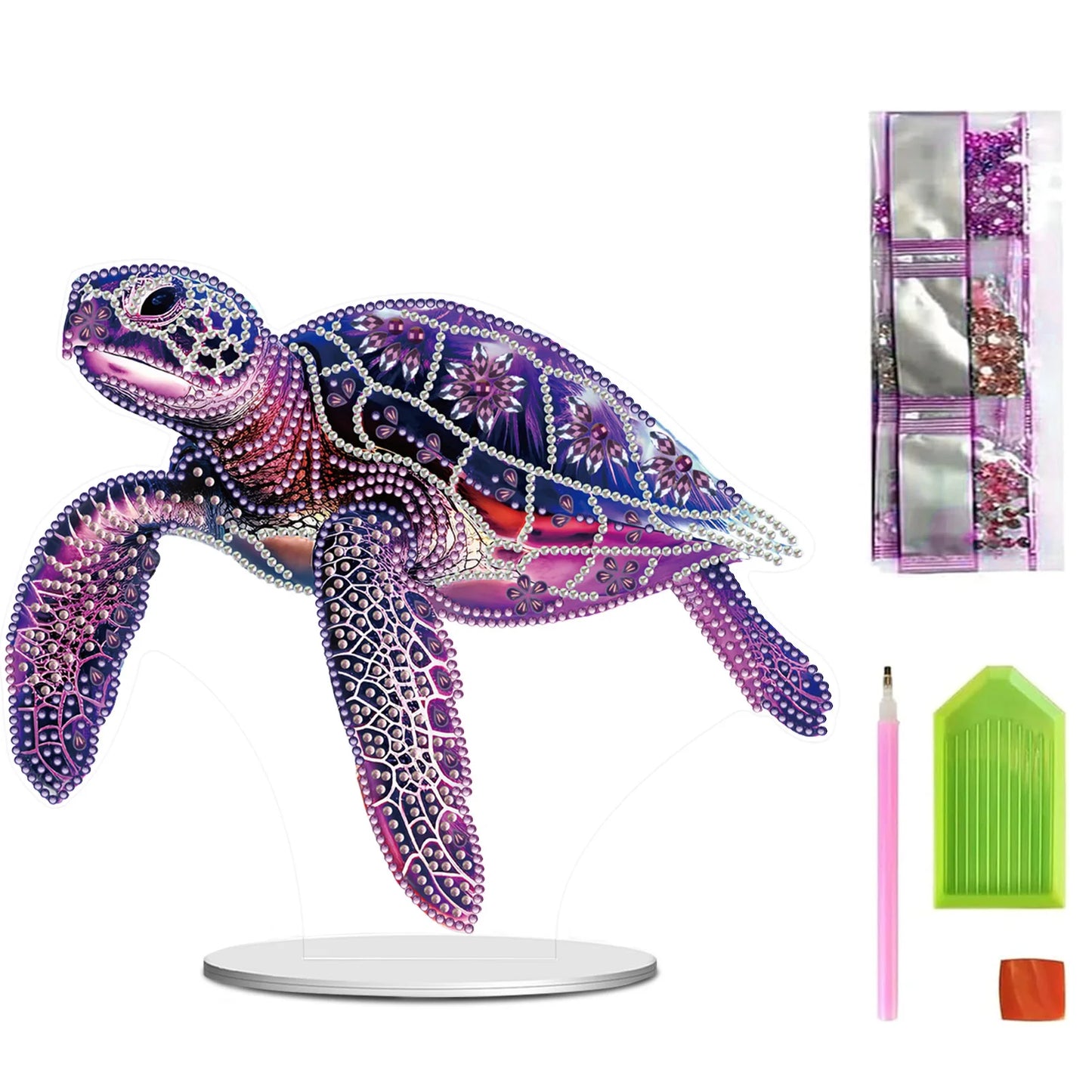 5D DIY Diamond Art Tabletop Decorations Acrylic Special Shape Sea Turtle Animals Diamond Painting Desktop Decorations for Home