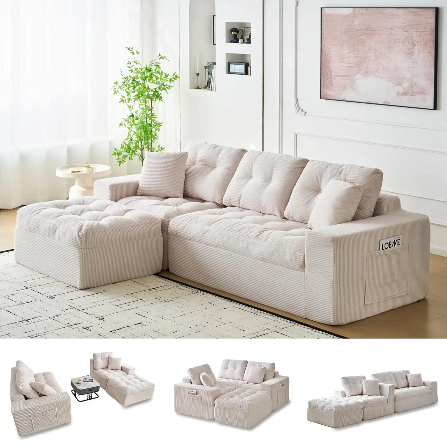 HobbyLane Modular Cloud Couch Sectional Sofa With Ottoman